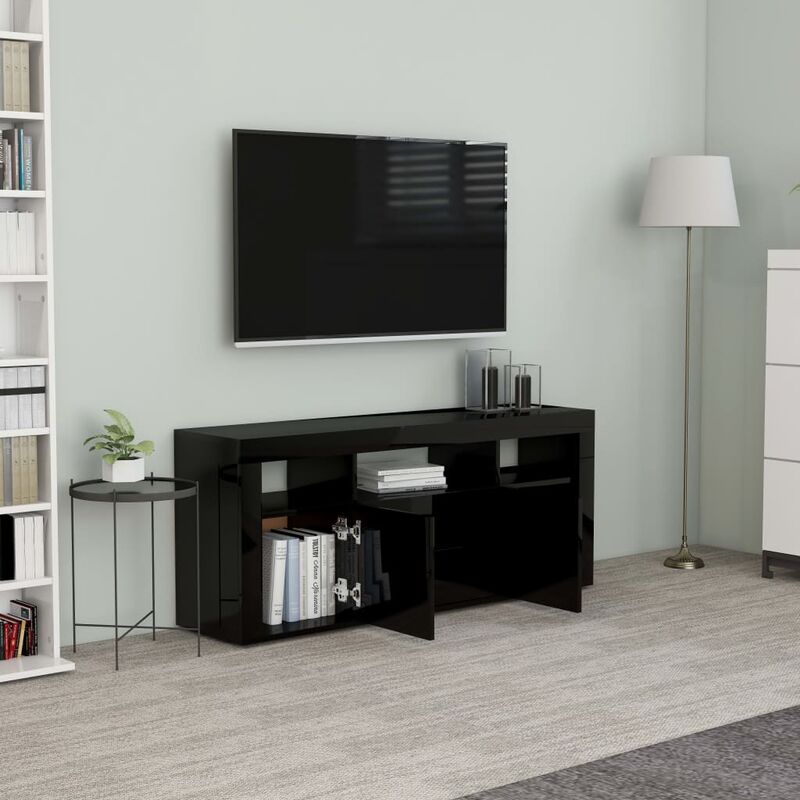 UnfadeMemory Mobile Porta TV Con 3 Cassetti Nero Lucido 120x34x30 cm in Truciolato