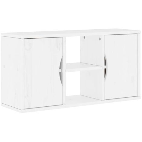 vidaXL Mobile Porta TV ODDA Bianco 79x24x40 cm Legno Massello di Pino