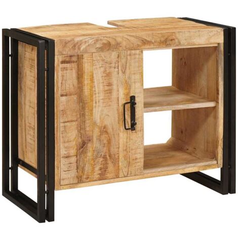 vidaXL Mobile sottolavabo con porta Legno massello di mango e ferro