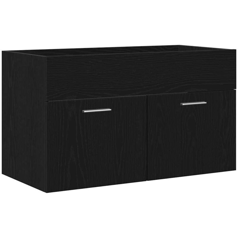Mobile Lavabo Rovere Nero 90 X 38.5 X 46 Cm Legno Multistrato Vidaxl