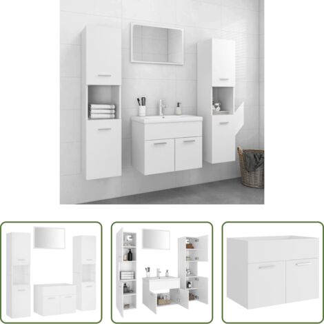 vidaXL Mobile sottolavabo -  Set Mobili da Bagno Bianco in Truciolato