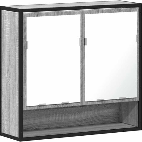 vidaXL Mobile Specchio da Bagno Grigio Sonoma 65x20x60 cm Multistrato