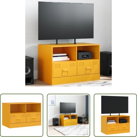 vidaXL Mobile TV 2 pz -  Mobili TV 2 pz Giallo Senape 67x39x44 cm in Acciaio