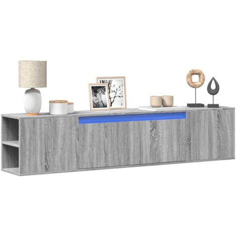 vidaXL Mobile TV a Parete con LED Grigio Sonoma 180x31x39,5 cm