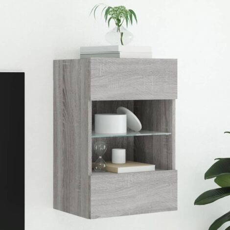 vidaXL Mobile TV a Parete con Luci LED Grigio Sonoma 40x30x60,5 cm