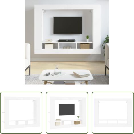 vidaXL Mobile TV a parete -  Mobile Porta TV Bianco 152x22x113 cm in Legno Multistrato