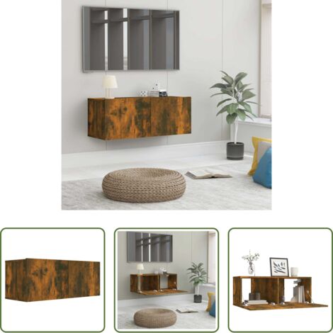 vidaXL Mobile TV a parete -  Mobile TV Rovere Fumo 80x30x30 cm in Legno Multistrato