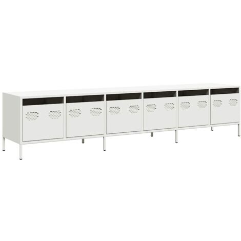vidaXL Mobile TV Bianco 202x39x43,5 cm in Acciaio Laminato a Freddo