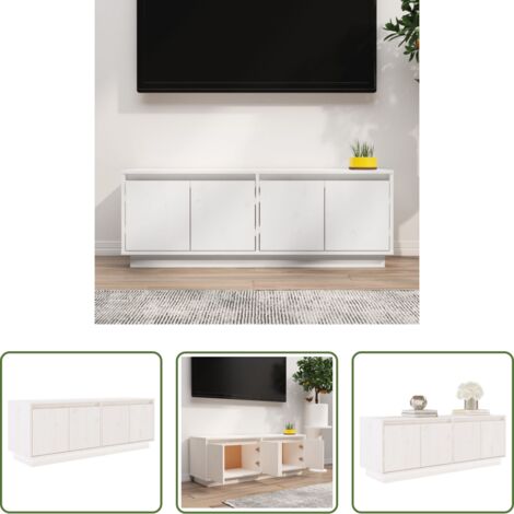 vidaXL Mobile TV bianco -  Mobile Porta TV Bianco 110x34x40 cm in Legno Massello di Pino