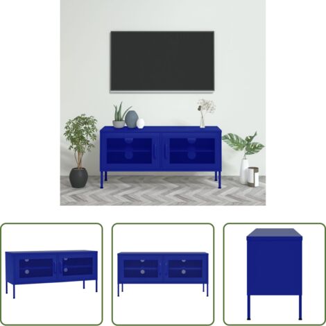 vidaXL Mobile TV Blu Marino -  Mobile TV Blu Marino 105x35x50 cm in Acciaio