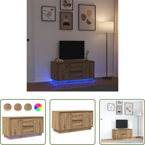 vidaXL Mobile TV con ante -  Mobile Porta TV con Luci LED Rovere Artigianale 100x41x50 cm
