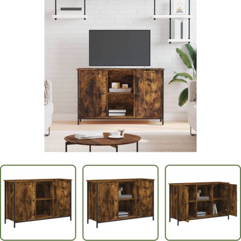 vidaXL Mobile TV con ante -  Mobile TV Rovere Fumo 100x35x65 cm in Legno Multistrato