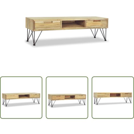 vidaXL Mobile TV con cassetti -  Mobile Porta TV 120x35x35 cm in Legno Massello di Teak