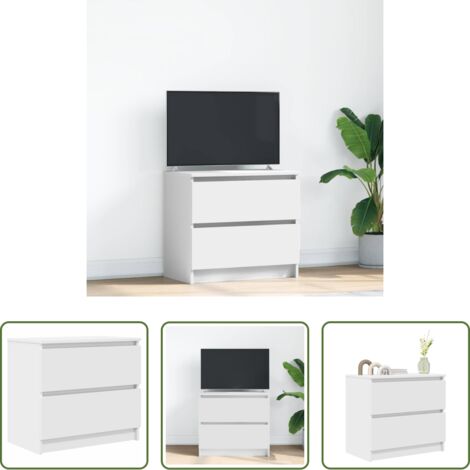 vidaXL Mobile TV con cassetti -  Mobile Porta TV Bianco 60x35x54 cm in Legno Multistrato