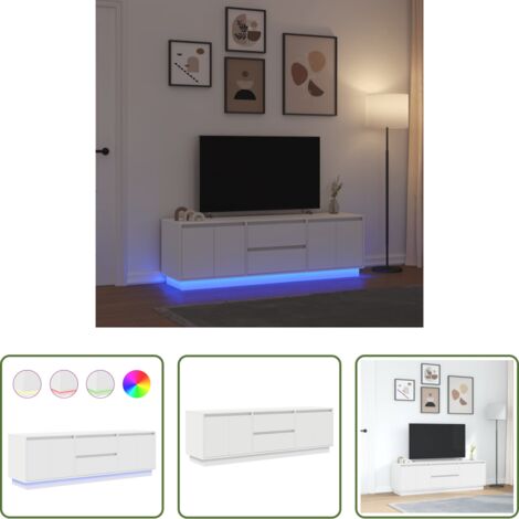 vidaXL Mobile TV con cassetti -  Mobile Porta TV con Luci LED Bianco 160,5x41x50 cm