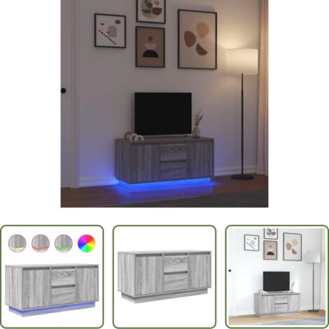 vidaXL Mobile TV con cassetti -  Mobile Porta TV con Luci LED Grigio Sonoma 100x41x50 cm