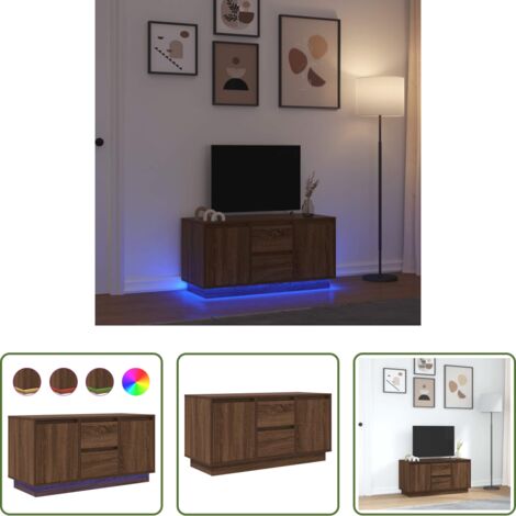 vidaXL Mobile TV con cassetti -  Mobile Porta TV con Luci LED Rovere Marrone 100x41x50 cm