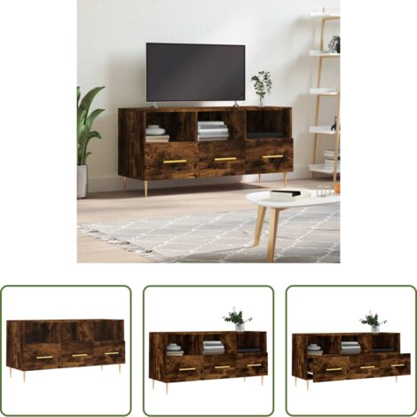 vidaXL Mobile TV con cassetti -  Mobile Porta TV Rovere Fumo 102x36x50 cm in Legno Multistrato