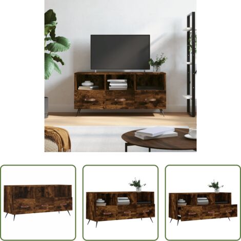 vidaXL Mobile TV con cassetti -  Mobile Porta TV Rovere Fumo 102x36x50 cm in Legno Multistrato