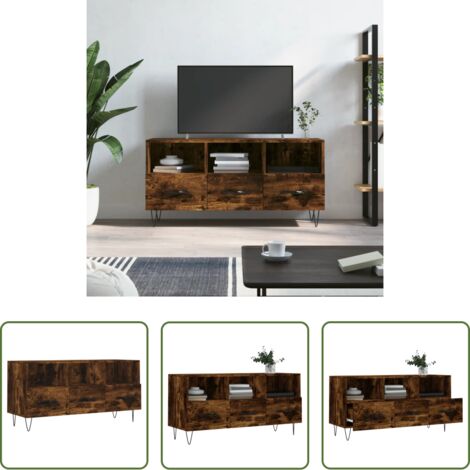 vidaXL Mobile TV con cassetti -  Mobile Porta TV Rovere Fumo 102x36x50 cm in Legno Multistrato