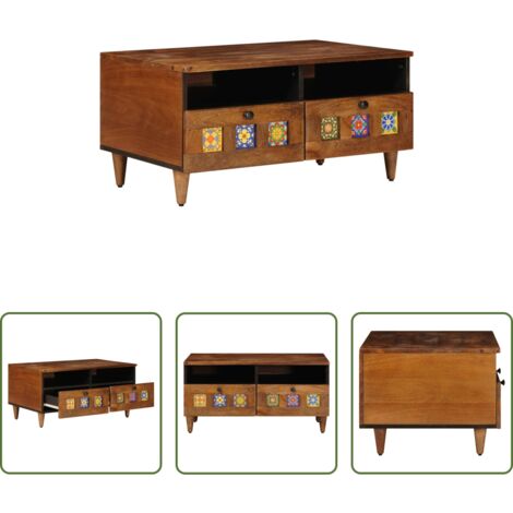 vidaXL Mobile TV con cassetti -  Mobile TV Noce 70 x 33 x 46 cm Legno di mango massello
