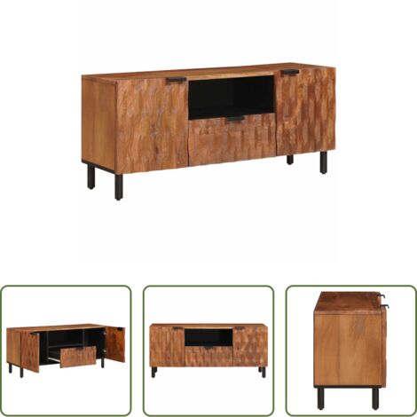 vidaXL Mobile TV con cassetto -  Mobile TV con cassetto Finitura Marrone Acacia 105 x 33 x 46 cm