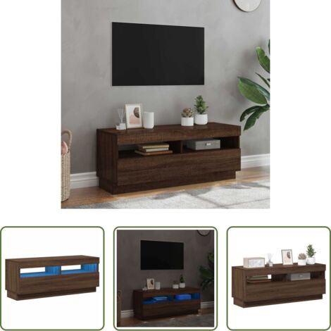 vidaXL Mobile TV con design elegante -  Mobile Porta TV con Luci LED Rovere Marrone 100x35x40 cm