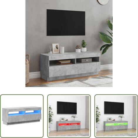 vidaXL Mobile TV con LED -  Mobile Porta TV con Luci LED Grigio Cemento 100x35x40 cm