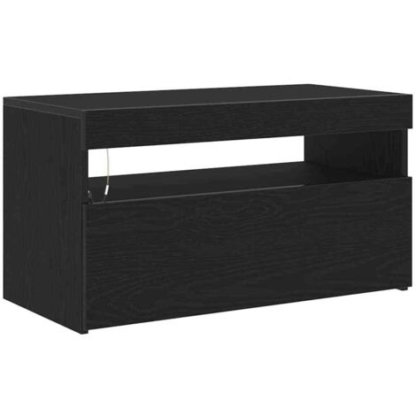 vidaXL Mobile TV con LED Rovere Nero 75 x 35 x 40 cm Legno