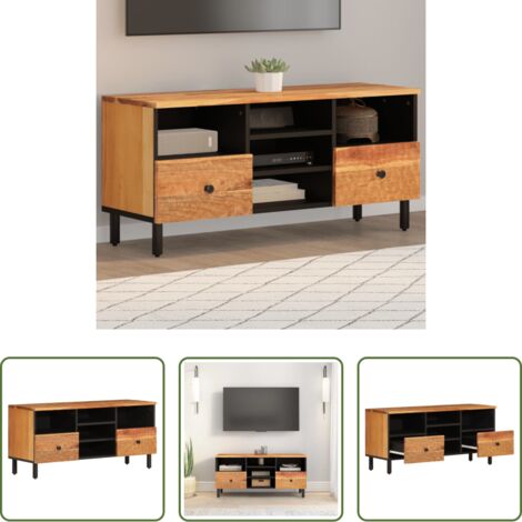 vidaXL Mobile TV con piano espositivo -  Mobile Porta TV 100x33x46 cm in Legno Massello di Acacia