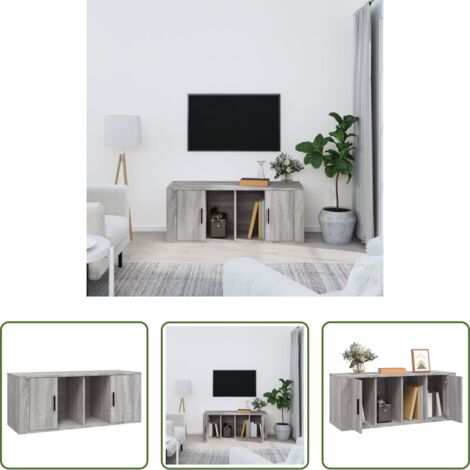 vidaXL Mobile TV con scomparti -  Mobile TV Grigio Sonoma 100x35x40 cm in Legno Multistrato