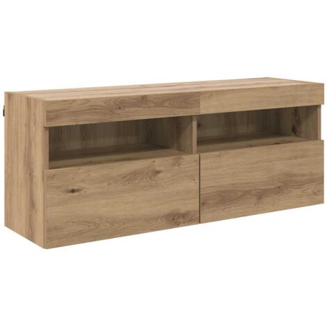 vidaXL Mobile TV da parete con LED Rovere artigianale 100 x 30 x