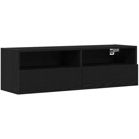 vidaXL Mobile TV da parete Rovere Nero 100 x 30 x 30 cm