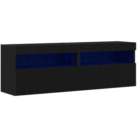 vidaXL Mobile TV da parete Rovere nero 60 x 30 x 40 cm