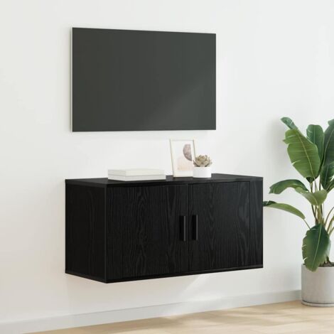 vidaXL Mobile TV da parete Rovere nero 80 x 34,5 x 40 cm