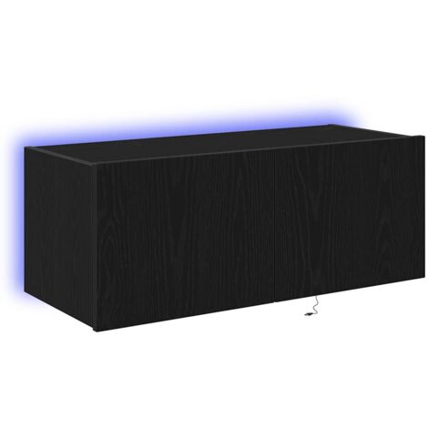 vidaXL Mobile TV da parete Rovere Nero 80 x 35 x 31 cm