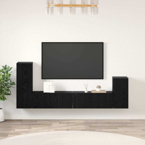 vidaXL Mobile TV da Parete Rovere Nero Legno multistrato