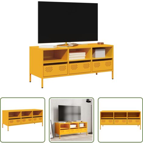 vidaXL Mobile TV giallo senape -  Mobile TV Giallo Senape 101,5x39x43,5 cm in Acciaio
