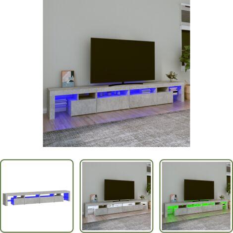 vidaXL Mobile TV grigio cemento -  Mobile Porta TV con Luci LED Grigio Cemento 260x36,5x40 cm