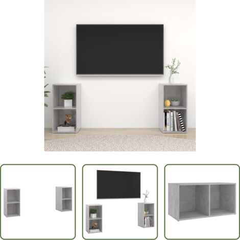 vidaXL Mobile TV Grigio Cemento -  Mobili TV 2 pz Grigio Cemento 72x35x36,5cm in Legno Multistrato