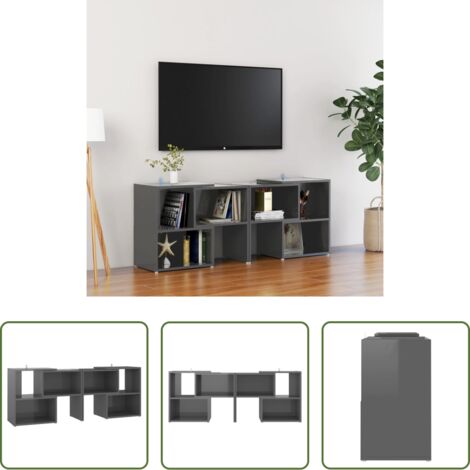 vidaXL Mobile TV grigio lucido -  Mobile Porta TV Grigio Lucido 104x30x52 cm in Legno Multistrato