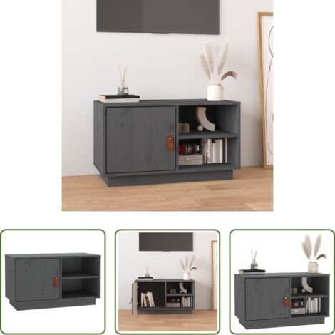 vidaXL Mobile TV grigio -  Mobile Porta TV Grigio 70x34x40 cm in Legno Massello di Pino
