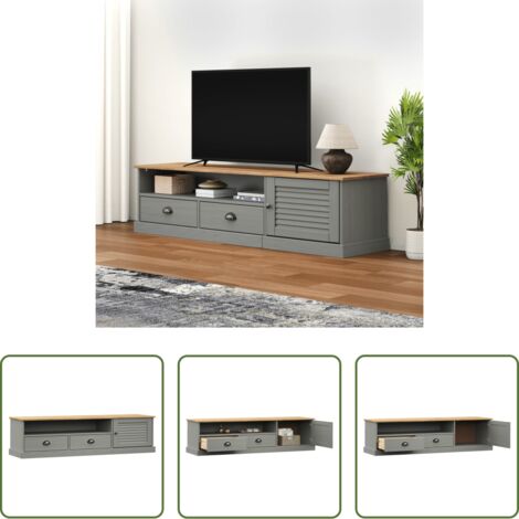 vidaXL Mobile TV grigio -  Mobile Porta TV VIGO Grigio 156x40x40 cm Legno Massello di Pino