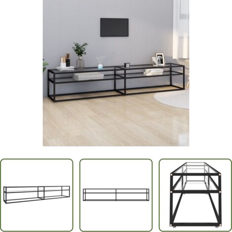 vidaXL Mobile TV in acciaio -  Mobile Porta TV Trasparente 220x40x40,5 cm in Vetro Temperato