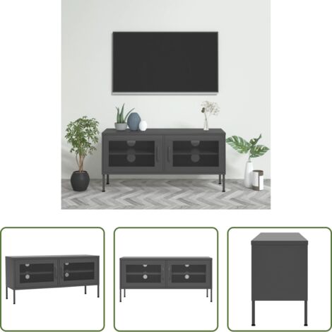vidaXL Mobile TV in acciaio -  Mobile TV Antracite 105x35x50 cm in Acciaio