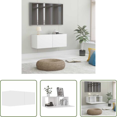 vidaXL Mobile TV in legno -  Mobile Porta TV Bianco 80x30x30 cm in Legno Multistrato