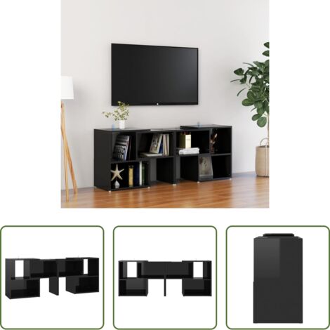 vidaXL Mobile TV in Legno -  Mobile Porta TV Nero Lucido 104x30x52 cm in Legno Multistrato