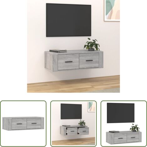 vidaXL Mobile TV in legno -  Mobile TV Pensile Grigio Sonoma 80x36x25cm in Legno Multistrato
