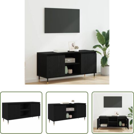 vidaXL Mobile tv in legno -  Mobile TV Rovere Nero 104 x 35 x 50 cm Legno multistrato