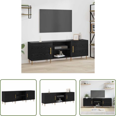 vidaXL Mobile tv in legno -  Mobile TV Rovere nero 150 x 30 x 50 cm Legno multistrato